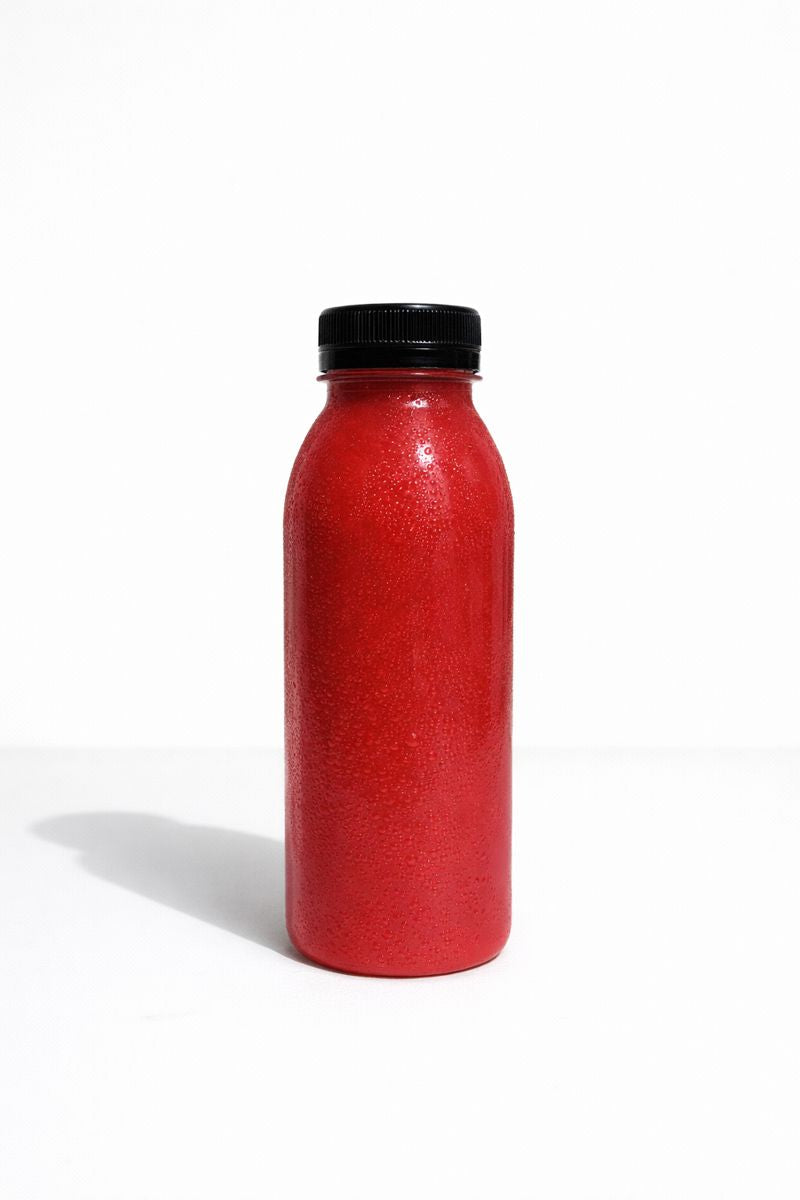 Red Remedy cold-pressed beet and ginger juice bottle by Slimmish Ltd.
