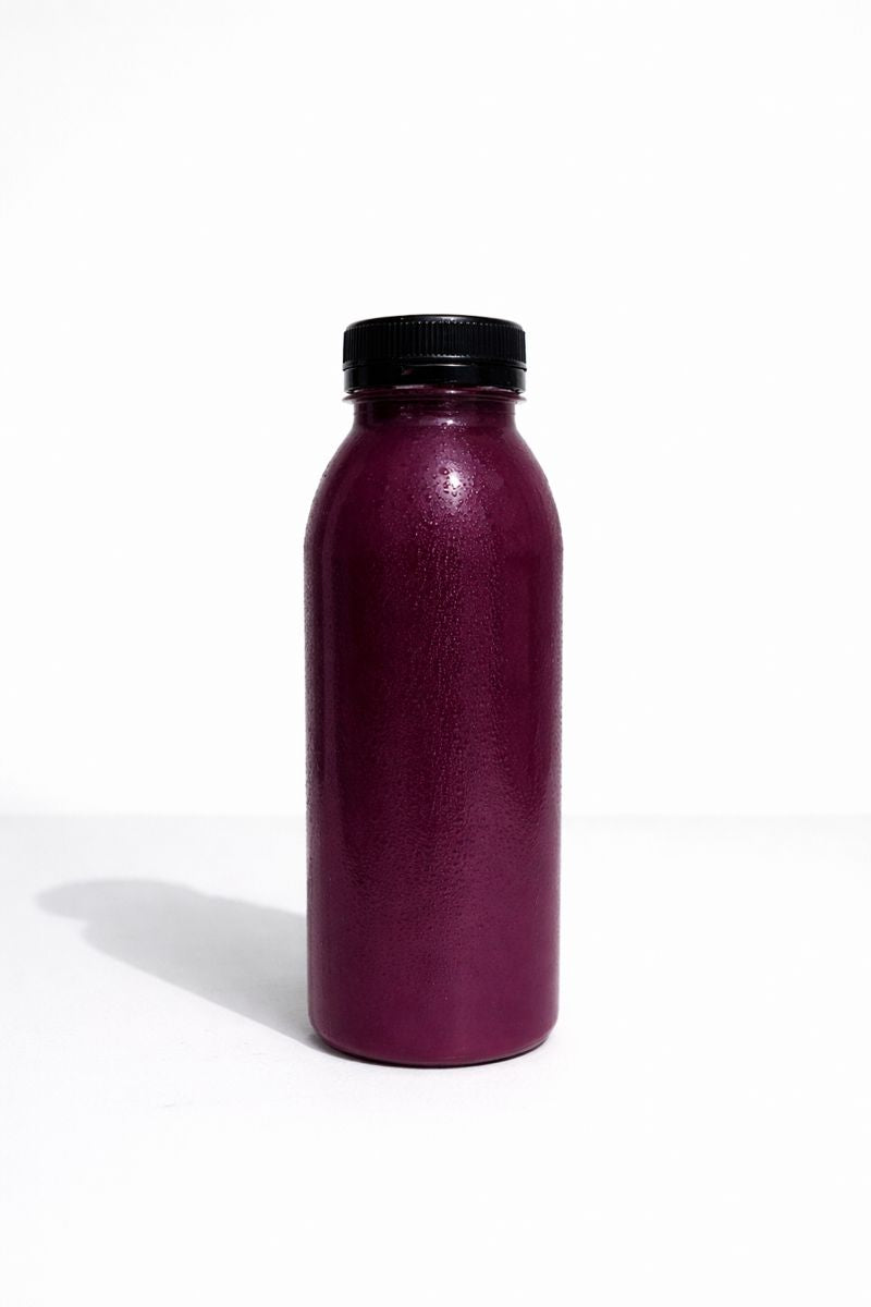 Velvet Rush cold-pressed juice bottle by Slimmish Ltd - Beet and berry antioxidant blend.